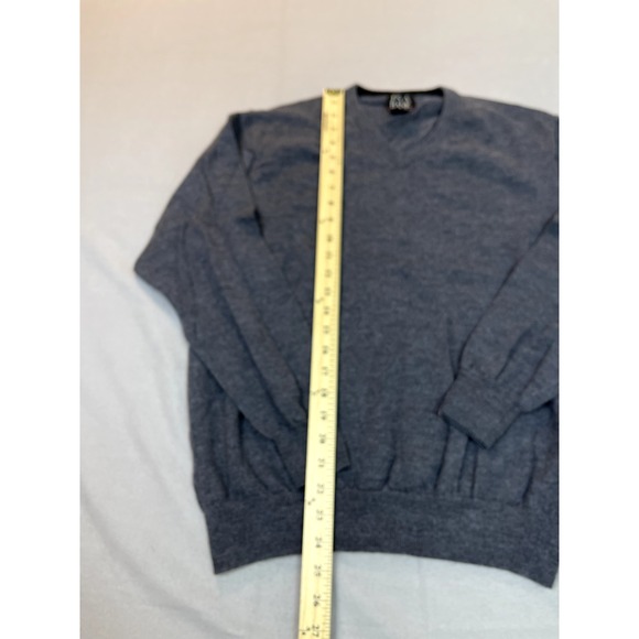 Jos A Bank Wool Sweater XL Italian Merino Wool Mens Gray V Neck Sweatshirt - Picture 7 of 13